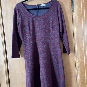 Loft A-line Grey & Purple Dress